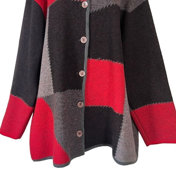 Elisabeth Liz Claiborne Wool Patchwork Coat - Picture 3 of 12
